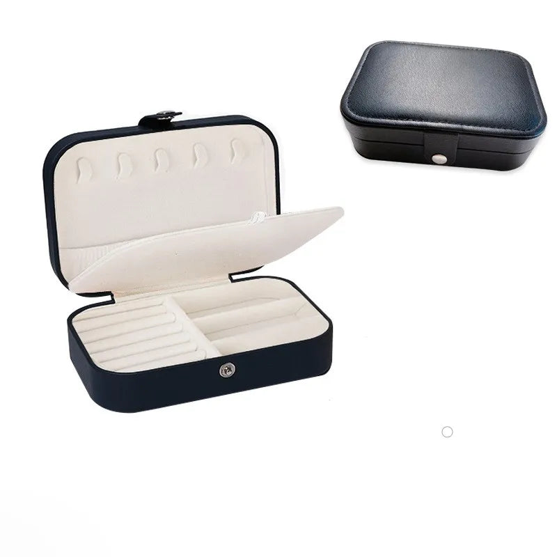 Portable Jewelry Box Jewelry Organizer Display Travel Jewelry Case Boxes Button Leather Storage Zipper Jewelers Joyero