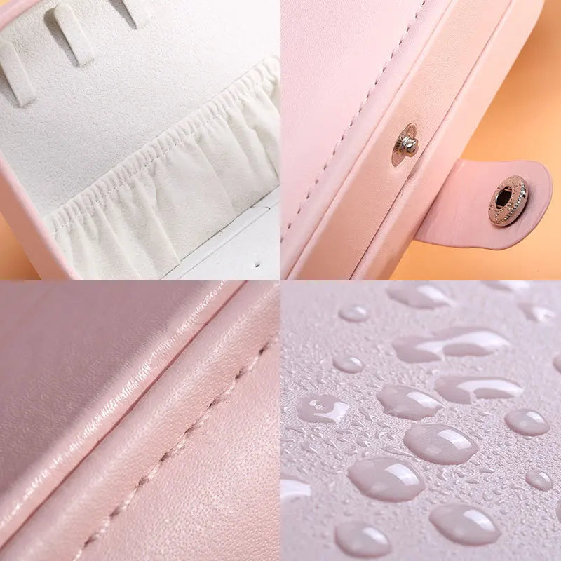 Portable Jewelry Box Jewelry Organizer Display Travel Jewelry Case Boxes Button Leather Storage Zipper Jewelers Joyero