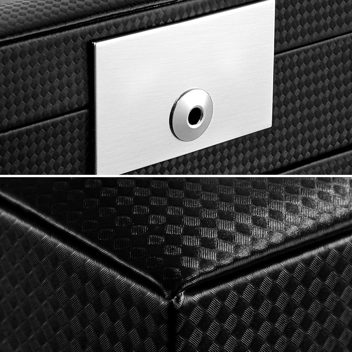 Jewelry Box with Glass Lid, 3-Tier Women PU Leather Jewelry Organizer with 2 Drawers, Large Portable Makeup Jewelry Case for Necklaces Chain Rings Earrings, Suitable Gift for Festival Day