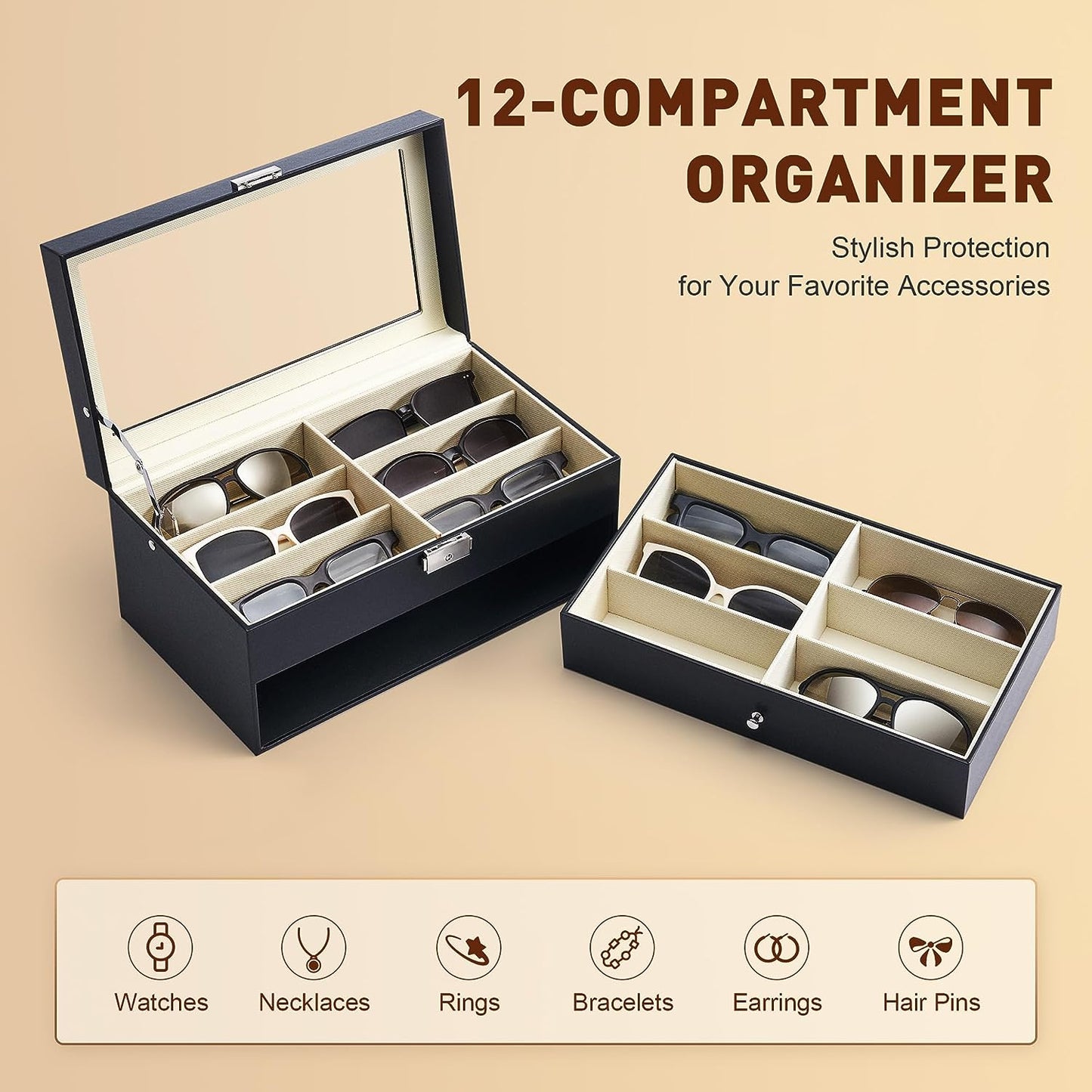 Organizador De Gafas De SOL Con 12 Tragamonedas Multiples Anteojos Para Hombres
