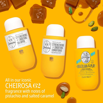 Mini Brazilian Play Moisturizing Shower Cream Gel Body Wash + Brazilian Joia Damage Repairing Shampoo and Conditioner Set