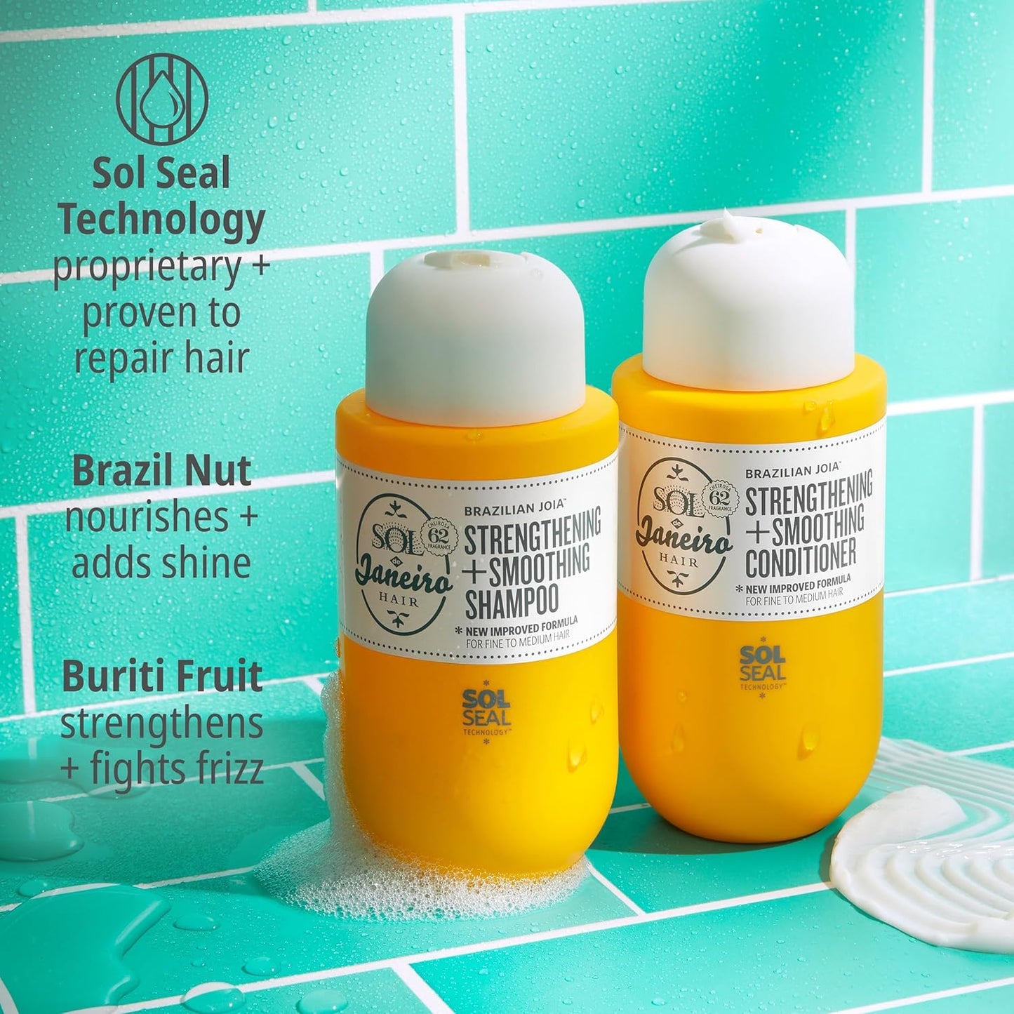 Mini Brazilian Play Moisturizing Shower Cream Gel Body Wash + Brazilian Joia Damage Repairing Shampoo and Conditioner Set