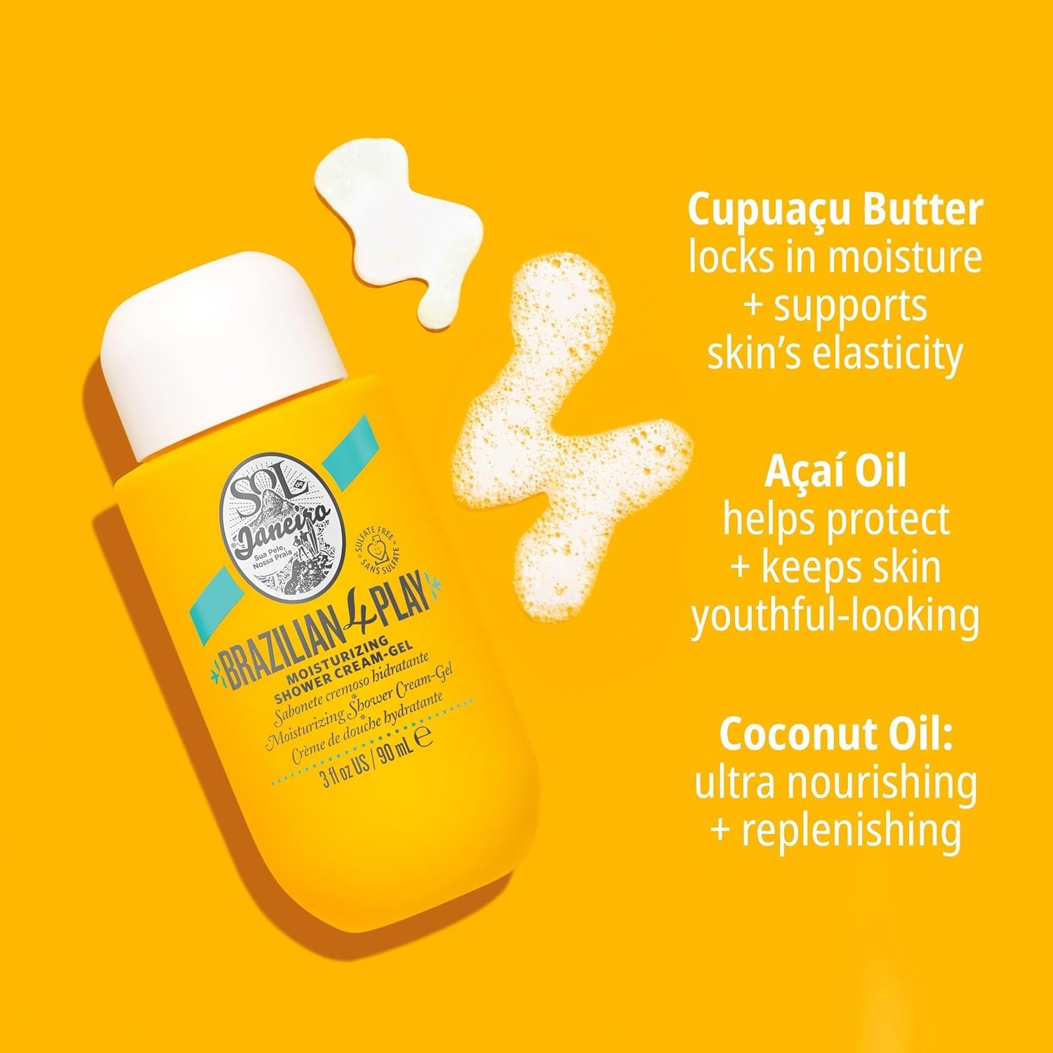 Mini Brazilian Play Moisturizing Shower Cream Gel Body Wash + Brazilian Joia Damage Repairing Shampoo and Conditioner Set